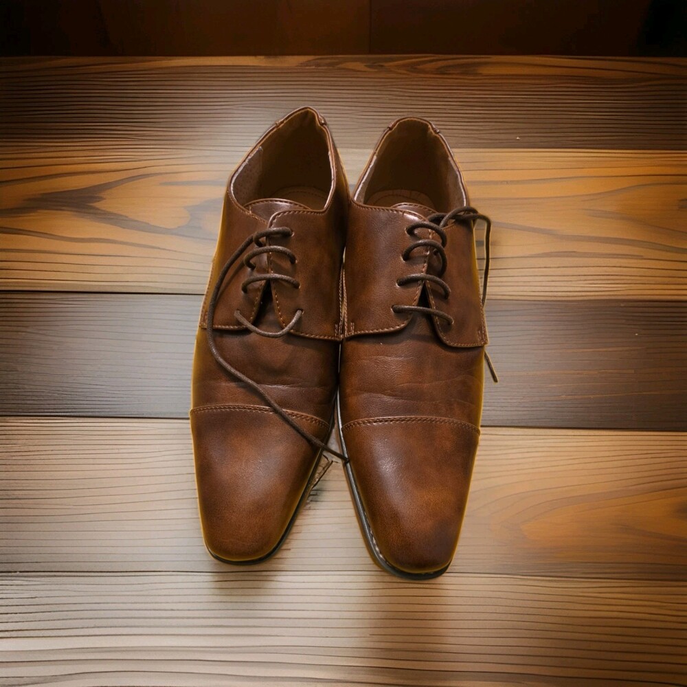 Retro Paris Oxford Shoes Men's Size 8.5 Brown Leather Lace Up
